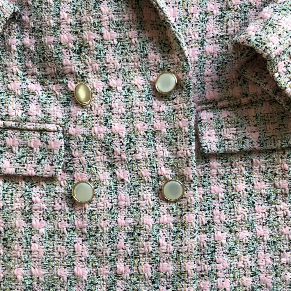ASOS pink/grey plaid double-breasted blazer - Picture 5 of 9